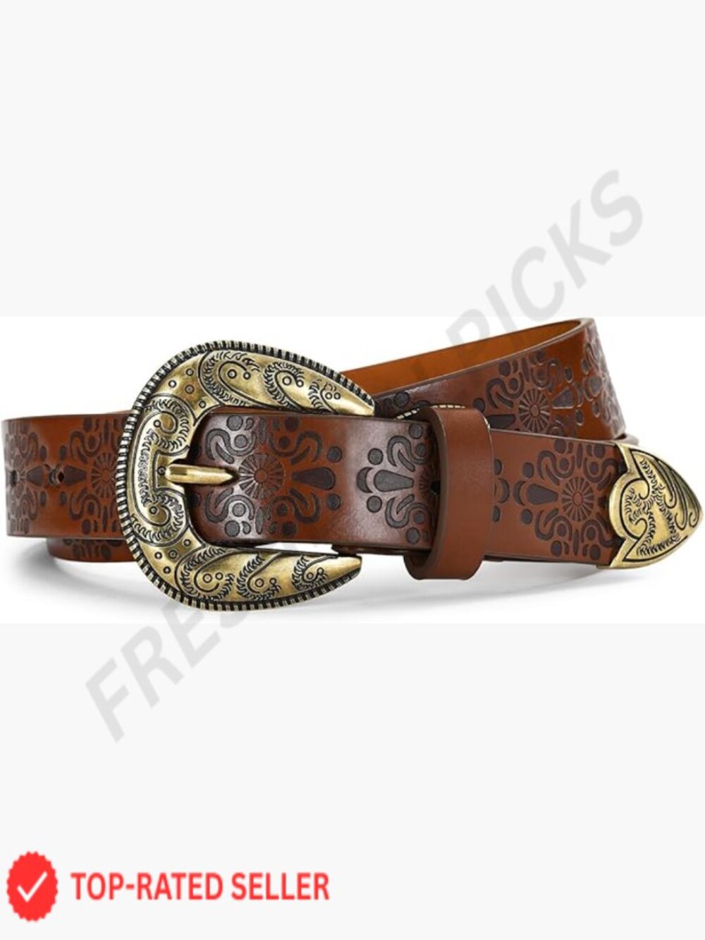 Vintage Western Belt Faux Leather Cowgirl Style Adjustable Buckle Classic
